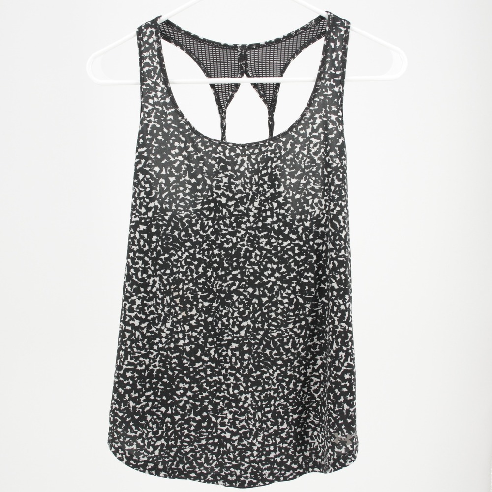 Under Armour Women's Black Abstract‎ Mesh Back Racerback Active Tank Top Size S